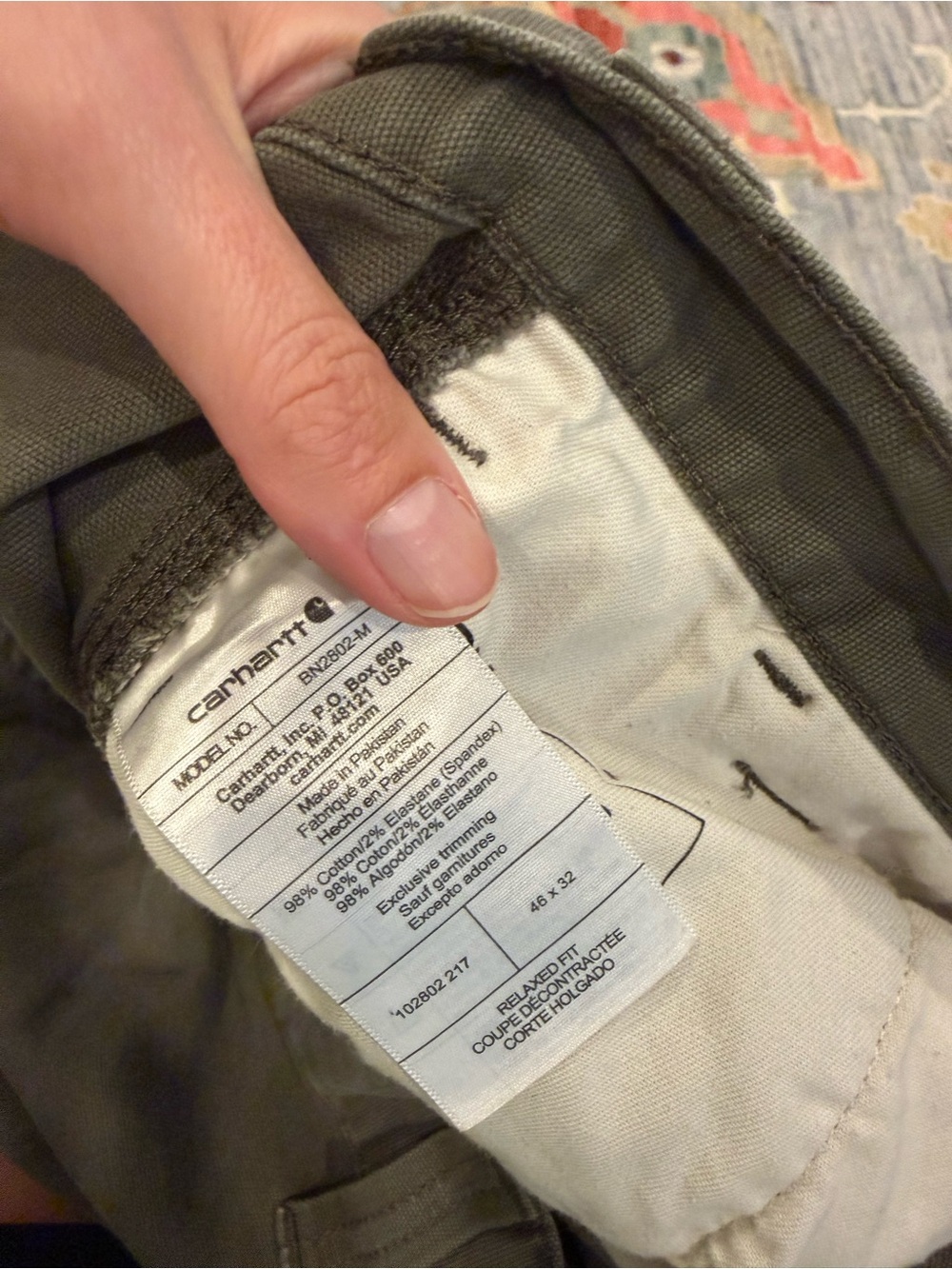Carhartt Rugged Flex Double Knee Utility Work Pants Olive Men’s 46x32 - Picture 5 of 7